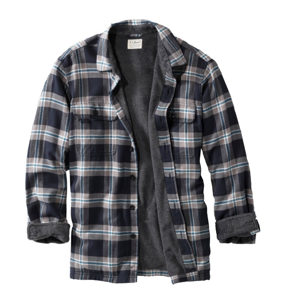 LL Bean Men's Fleece-Lined Flannel Shirt, Traditional